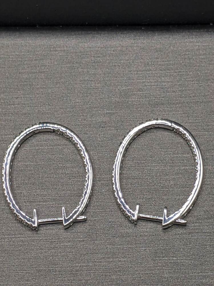  14K White Gold Diamond Hoop Earrings 1.20 ctw