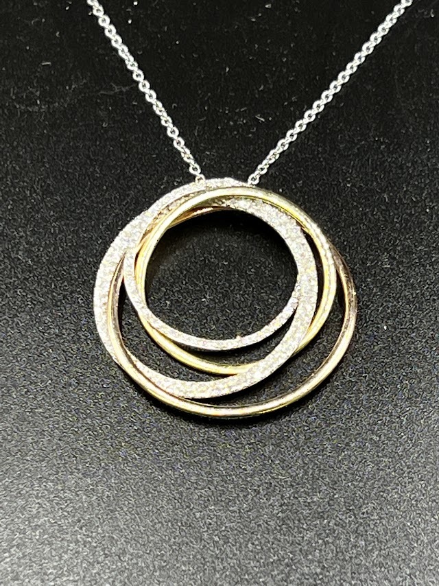 Effy  D'Oro Women's 14k Tri-Tone Gold & Approx .75 ctw Diamond Rings Pendant