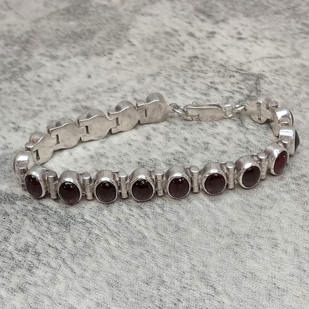  Aceloni Vintage Silver Garnet Bracelet 