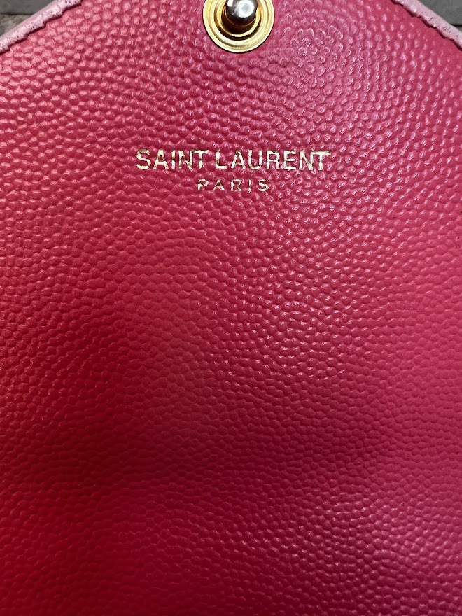 Yves Saint Laurent YSL Long Leather Pink Gold Wallet