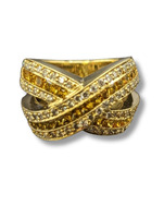  Exquisite 18Kt Yellow Gold Diamond and Citrine Ladies Ring 