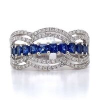  18Kt White Gold Blue Stone and .46 ctw Diamond Ring