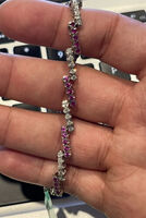  14K White Gold Pink Sapphire & Diamond Bracelet 1.13 ctw