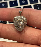  14K White Gold Diamond Pendant, 2.0 ctw with Necklace