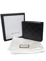 Gucci Gucci Black Guccissima Leather Bi-Fold Wallet 473916