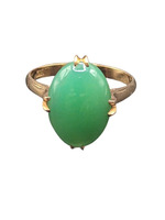  18K Yellow Gold Jade Ring 3.50gms Size 5.5