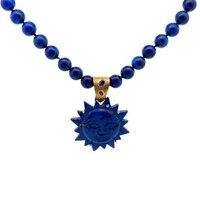 18K yellow gold Afghan Lapis with sapphire necklace