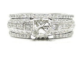 Stunning White Gold Wedding Set in 14 & 18 Kt White Gold 1.50 ctw