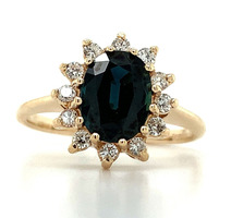  14k Round Yellow Gold Sapphire Cluster Ring Approx 0.25 ctw