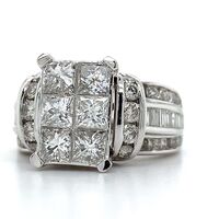  14KT White Gold Diamond Baguette Ring Approx 3 ctw