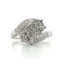  14KT White Gold Double Flower Diamond Ring Approx 0.5 ctw