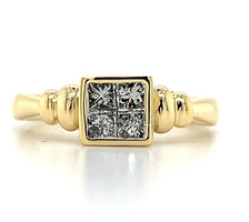  18K Yellow Gold Princess Diamond Engagement Ring Approx 0.35 ctw