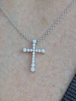 18KT White Gold Hearts on Fire Diamond Cross Necklace .25 ctw