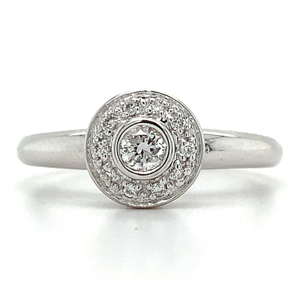  18K White Gold With Diamonds Engagement Ring Approx 0.22 ctw