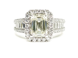 Platinum Emerald Cut 2.02 Center Lab Grown set in Platinum 1.0 ctw Diamond Ring 