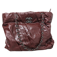 Chanel  Glazed Calfskin Twisted Large Tote Red