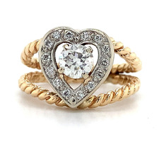  14k Gold Diamond Heart Ring Approx. 0.75 ctw