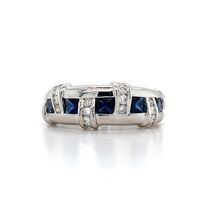  18k White Gold Sapphire Round Cut Diamond Ring Approx 0.32 ctw
