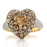  14k Yellow Hold Diamond Heart Ring Approx 1.25 ctw