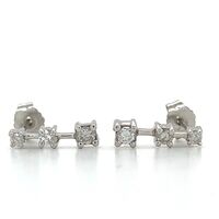  14k 3-Stone Diamond Stud Earrings Approx 0.2 ctw