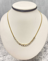 Vintage Allure: 14/18kt Yellow Gold Diamond-Studded Necklace over 2.0 ctw 