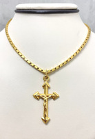 Draped in Lux: 24Kt Yellow Gold Bhat Chain with Ethereal 18Kt Cross Pendant