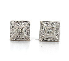 14kt White Gold Princess Cut Diamond Earrings Approx 0.20 ctw