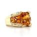 18kt Yellow Gold Special Cut Orange Citrine and Round Diamond Ring