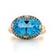  14kt Yellow Gold Blue Oval Topaz Diamond Cocktail Ring 
