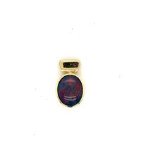 18kt Yellow Gold Oval Blue and Red Triplet Opal Bezel Set Pendant