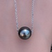 Tahitian Pearl Necklace set in white gold 16.5 inches