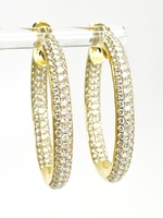  Elegant 18KT Yellow Gold Diamond Hoop Earrings