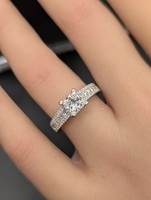 Dazzling Platinum Ring with Dazzling 1.0 Princess Cut Center (GIA)
