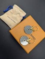  Louis Vuitton Two Tone Disc Earrings with pouch and box 