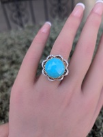 18Kt White Gold Turquoise .25 ctw Ring