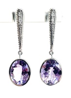  Decadent Piece: 14KT White Gold Amethyst Earrings With Diamonds