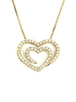 Enchanting 14KT Yellow Gold Heart Pendant Necklace Approx 1.0 ctw