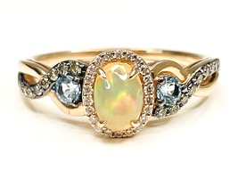 Elevated Look: Le Vian 14KT Rose Gold Opal & Blue Topaz Diamond Ring