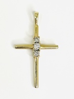  Divine Elegance: 10KT Yellow Gold Diamond Cross Pendant