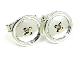  Chic and Vintage:14KT Tiffany & Co. Button Cufflinks Silver 14 Kt Yellow Gold