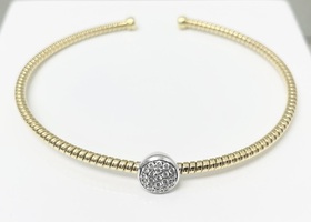  Radiant 18Kt Two-Tone Diamond Bangle Adorned with Natural Diamonds