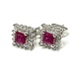  Dazzling 14Kt White Gold Earrings with 32 Single-cut Diamonds and Red Stones