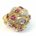 A Fashion Statement: 18Kt Yellow Gold Ring with Diamonds and Colored Gemstones