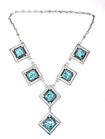 Turquoise Native American Necklace Silver .925