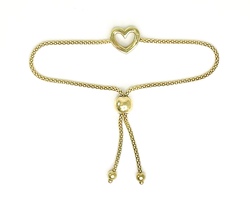 Love On Wrist: 14KT Yellow Gold Heart Bracelet Adjustable