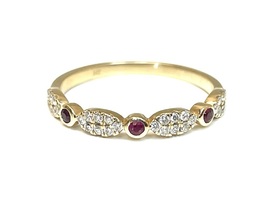  A Ring With Colorful Personality: 14KT Yellow Gold Diamond & Ruby Ring