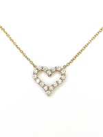  18KT Yellow Gold Tiffany & Co. Heart with Diamonds Pendant Necklace Mini