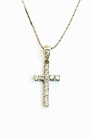 Add Up To Your Glam: 18Kt White Gold Cross .15 ctw Pendant Necklace