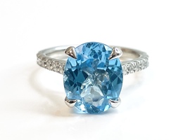 Enchanting Glory: 10Kt White Gold Blue Topaz Ring .25 ctw