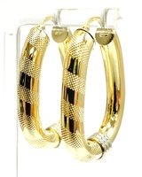  Gleaming Radiance: 18K Yellow Gold Two-Tone Hoop Earrings